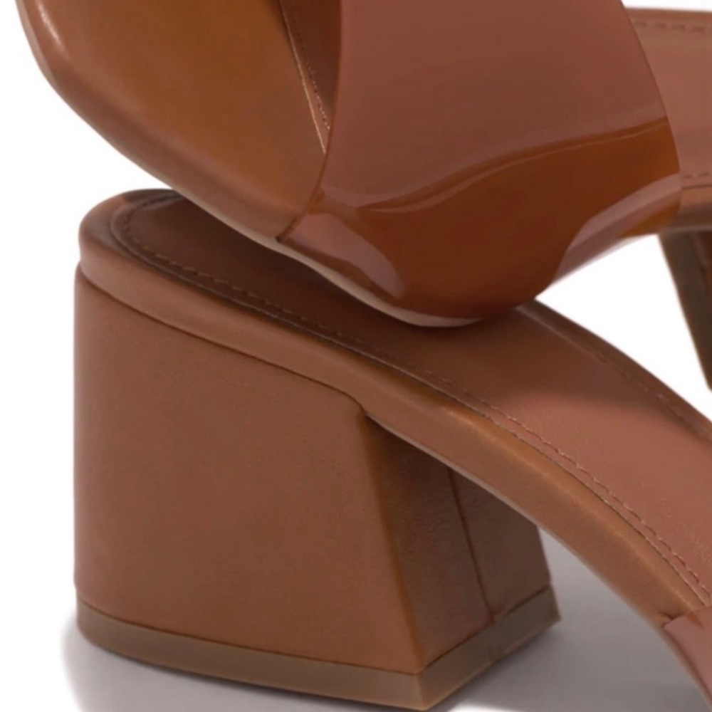 NIB Quipid Katen Transparent Open Toe Cognac Block Heel Sandal - Picture 15 of 16